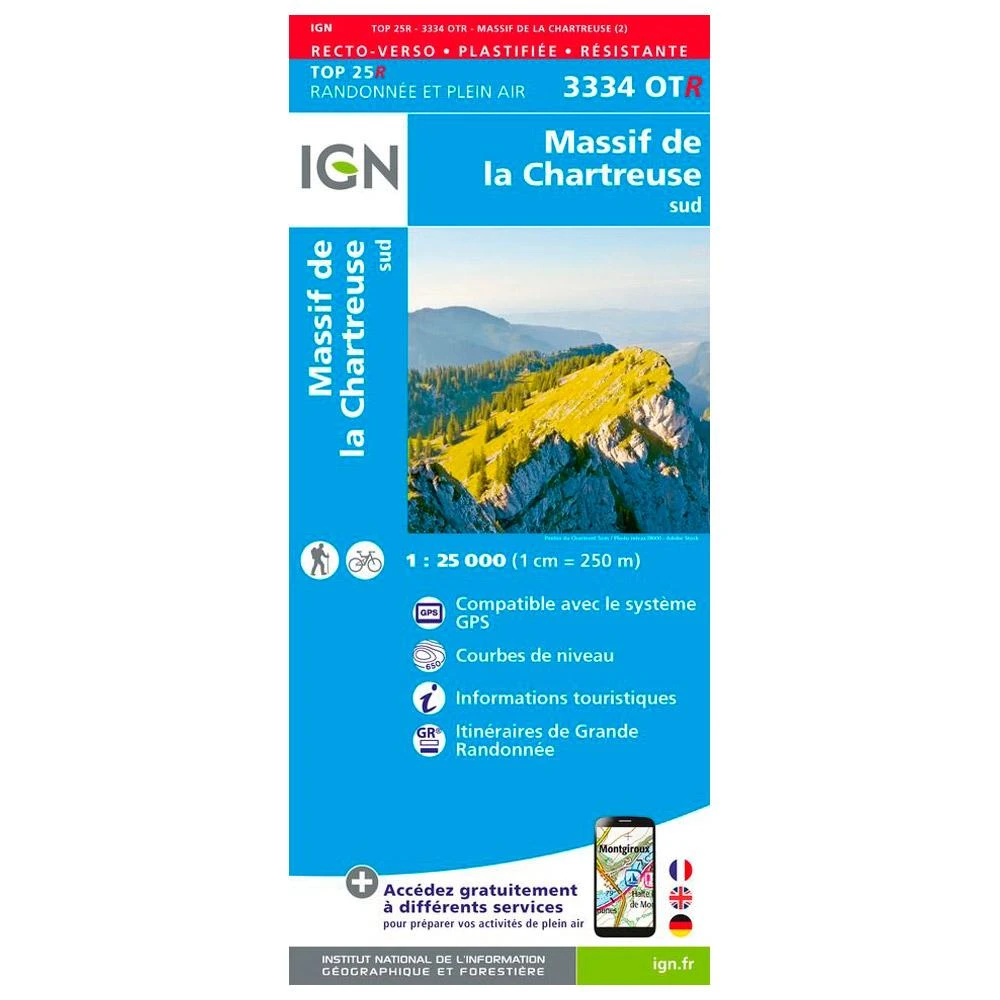Carte IGN 3334OTR Massif De La Chartreuse Sud - Résistante 3 Carte IGN 3334OTR Massif De La Chartreuse Sud - Résistante