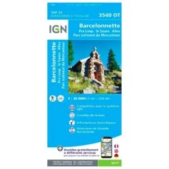 Carte IGN 3540OTR Barcelonnette, Pra Loup, Le Sauze, Allos, Parc National Du Mercantour - Résistante