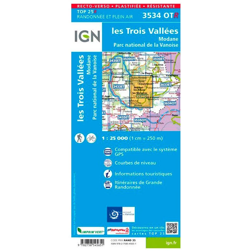Carte IGN 3534OTR Les Trois Vallées, Modane, Parc National De La Vanoise - Résistante 4 Carte IGN 3534OTR Les Trois Vallées, Modane, Parc National De La Vanoise - Résistante – Image 2